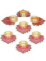 Ensemble de 7 porte-bougies en laiton, design lotus, rose doré, décoration d'intérieur, support de bougie résistant à la chaleur