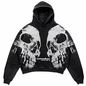 เสื้อฮู้ดมีลายหนามีฮู้ดมีลายหนามีไหล่ทรงหลวมโอเวอร์ไซส์ - Product Image 1