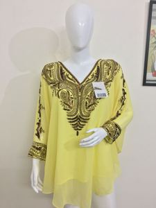 Haute qualité personnalisé Georgette caftan robe perles lourdes broderie Multi couleur taille libre femmes fête mariage Cocktail nuit - Product Image 4