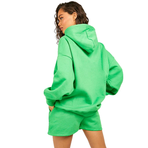 Conjunto de Sudadera con capucha y pantalones cortos de lana para mujer, tela suave cálida, ajuste relajado, elegante traje de dos piezas, perfecto para ropa informal de invierno - Product Image 3