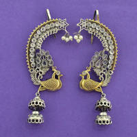 Pendientes de Aro de Latón Oxidado con Baño de Dos Tonos para Mujer - Joyería de Moda de la India