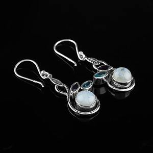 ต่างหูแบบห้อย925สีเงินสเตอร์ลิงสีทองประดับพลอยบุษราคัมสำหรับงานเลี้ยงงานแต่งงานของผู้หญิง - Product Image 3