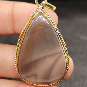 High Quality UDGEMS <b>Boho</b> Style Natural Gray Botswana Agate Pendant <b>Necklace</b> 5-8mm - Product Image 1