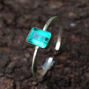 925 argent Sterling naturel excellente qualité aigue-marine pierre précieuse concepteur fait à la main bracelet réglable pour les femmes personnalisé - Product Image 3