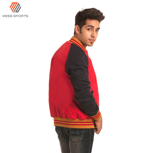 MESS SPORTS High Quality Customized Logo Design Embroidered Wool Sleeves <b>Men's</b> Baseball Varsity <b>Jacket</b> Reversible Windproof - Product Image 6