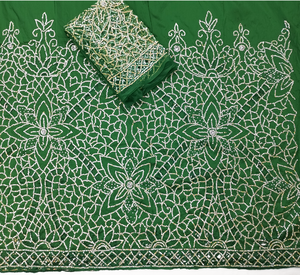 Blouse de créateur indienne en soie brute broderie lourde 5 mètres robe Georges africaine pour femmes printemps hiver tête qualité d'exportation - Product Image 1