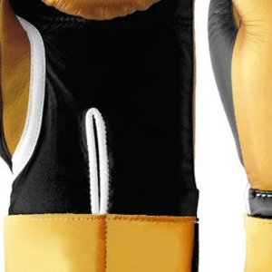 Professional Black Gold Leather Boxing Gloves <b>Velcro</b> Wrist Training Sparring Gloves for Men and Women - Product Image 5