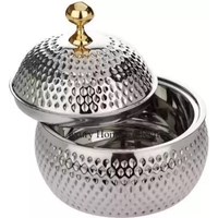 Vaisselle de table en cuivre et chauffe-plats avec couvercle en forme de légume coulé couleur argent