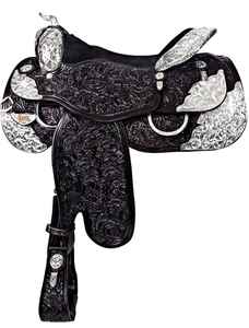 Selle de cheval de course à barils sculptée en cuir de spectacle western faite à la main, selle d'équitation portable prête à être expédiée - Product Image 2