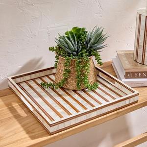 ถาดมุกธรรมชาติลายไม้ทรงสี่เหลี่ยมผืนผ้า งานแฮนด์เมด สำหรับตกแต่งบ้านหรูหรา สไตล์ธรรมชาติ เหมาะสำหรับห้องครัวและห้องรับประทานอาหาร - Product Image 4