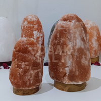 Lámpara de Sal del Himalaya Rojo Intenso, Ecológica, Tallada en Cristal Rojo Sangre, Estilo Amor, Feng Shui, Curación, Base de Madera Hecha a Mano, Premium