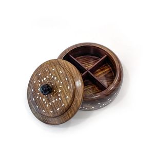 PUTTING NATURAL WOODEN Boîte à épices de table en bois imprimée de qualité supérieure avec compartiments séparés pour épices et fruits secs - Product Image 6