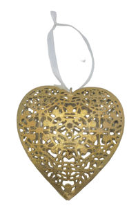 Nouvelle conception Ensemble de 2 cœurs suspendus en métal pour la décoration de la maison et de Noël Couleur dorée Feuille d'or Personnalisé Fait à la main - Product Image 4