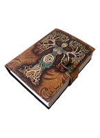 Livre de sorts vierge d'ombres Journal avec fermoir à serrure Vintage fait à la main en cuir véritable mère de terre impression carnets de notes de sorcellerie