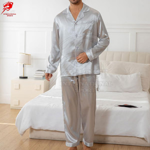 High Performance <b>Men</b> Sleepwear <b>Set</b> Long Sleeve Button Down Shirt With Pocket Comfortable Full Length <b>Pajamas</b> - Product Image 3