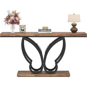 Table haute densité en forme de papillon à double courbe, table élégante de luxe moderne à la recherche accrocheuse Table console à cadre en métal doré - Product Image 1