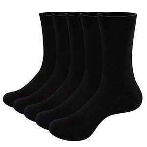 Men's Cotton Crew <b>Socks</b> Solid <b>Black</b> Breathable Knitted Daily Wear Spring Season Standard Thickness - Product Image 1