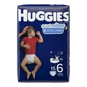 HuggiesOvernites Taille 7 Couches de nuit (40 Lbs+) 68 couches Protection anti-fuites en coton Douces et respirantes pour un achat rapide - Product Image 2