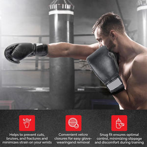 Gants d'entraînement de boxe professionnels, couleur noire, Muay Thai, sac lourd, gants de kick-boxing avec sangles et fermeture réglables - Product Image 4