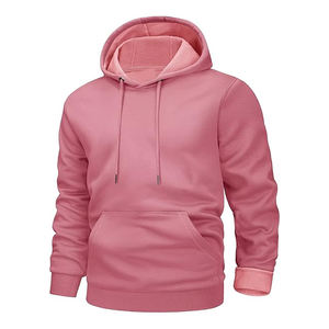 Pull à capuche en polaire 100% coton avec poche à la mode à manches longues thermique pour adultes vêtements d'hiver - Product Image 1