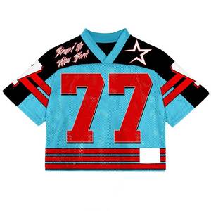 Camiseta de Fútbol Personalizada Extra Grande, Estilo Urbano, Corta, de Malla, Camiseta de Fútbol Americano Cuadrada, Camisetas de Fútbol Sublimadas - Product Image 6