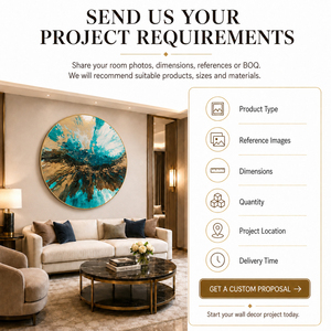 Gold Geode Epoxy Resin Wall Art Round Blue Still Life Abstract Art Handcrafted Decorative <b>for</b> Hotel Home Office Interior Decor - Product Image 6