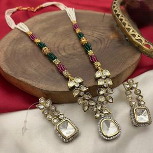 Conjunto de Collar y Aretes de Latón con Piedras de Primera Calidad, Joyería de Moda para Fiestas de Mujeres - Product Image 1