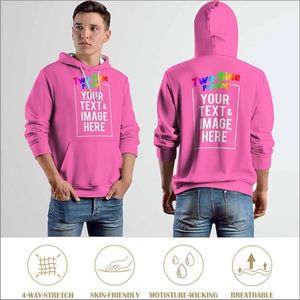 Sweat à capuche personnalisé de haute qualité avec logo brodé pour homme, en tissu tricoté uni, avec cordon de serrage, respirant, pour l'automne - Product Image 6