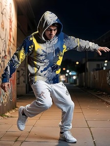 Graphiques personnalisés Graffiti de rue imprimés Sweats à capuche imprimés en 3D pour hommes Sweats à capuche imprimés graphiques pour adolescentes et femmes du Bangladesh - Product Image 4