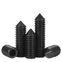 Vis sans tête conique hexagonale noire de grade 12.9, DIN914, en acier allié, haute résistance, filetage complet, extrémité conique creuse