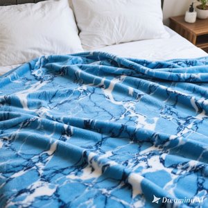 ผ้าห่มขนแกะเนื้อนุ่มหรูหราดีไซน์หินอ่อนสีฟ้าอ่อนขนาดคิงไซส์ - Product Image 3