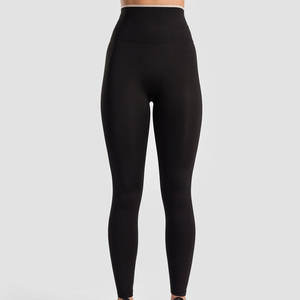 Women's High Quality Elastic Waist Spandex <b>Nylon</b> High Rise Gym Fitness Sport Pants Solid Pattern Custom Wholesale Yoga <b>Leggings</b> - Product Image 1