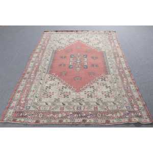 พรมวินเทจตุรกี ขนาดใหญ่ 5.5x7.4 ฟุต (168x227 ซม.) พรมขนสัตว์โมร็อกโกสีแดง - Product Image 1