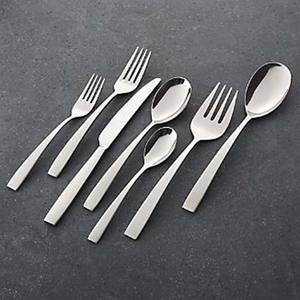 Fourchette couteau à dîner en acier inoxydable réutilisable créatif pour hôtel, manche rectangulaire plat, ensemble cuillère et fourchette argentés - Product Image 4