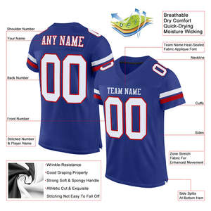 Camiseta de fútbol americano lista para el juego, uniforme personalizado transpirable para la práctica del equipo juvenil, ropa atlética de rendimiento de secado rápido - Product Image 5