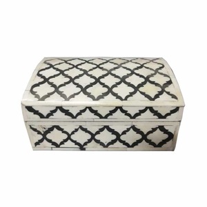 Boîte de rangement de bijoux en incrustation d'os rectangle unique fabriquée à partir de bois massif avec une finition attrayante et un attrait moderne de l'Inde - Product Image 2