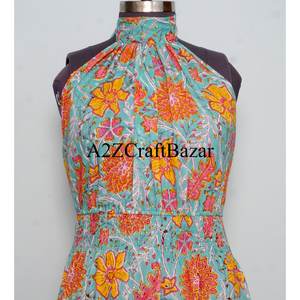 Best Selling Women's 100% Cotton Maxi Dress Handmade Summer <b>Beach</b> <b>Wear</b> floral Print Soft Casual Boho Style Natural Free - Product Image 2