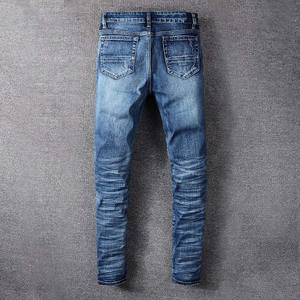 Men's Casual <b>Elastic</b> <b>Waist</b> Mid Rise Loose Wide Legs Light Blue Denim <b>Jeans</b> Breathable 100% Cotton Long Length - Product Image 2