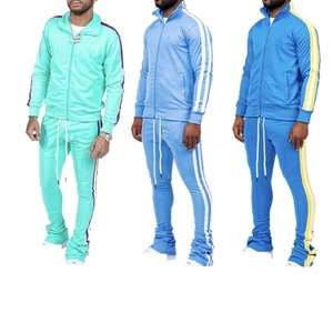 Traje apilado para hombre, conjunto de chándal holgado de dos piezas, ropa de calle, chándal, pantalones acampanados para correr, ropa transpirable de peso pesado para adultos - Product Image 1