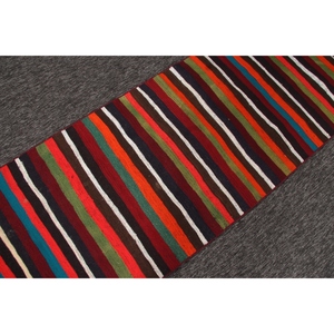 พรมขนาด 2.6x7.3 ฟุต, พรมวินเทจตุรกี, พรมลายทางสีน้ำตาลรุ้ง - Product Image 3