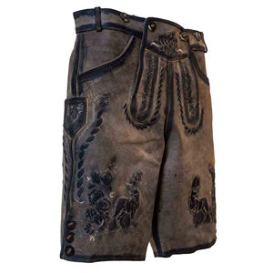 Shorts en cuir de vachette bavarois décontractés pour hommes, automne-hiver, haute qualité, vintage, brodés, taille élastique, respirants - Product Image 6