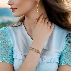 Pulseras de Tenis con Cuentas de Cristal de Citrino Natural Sanador y Dijes de Plata 925, Cadena de Mano Estilo Motociclista Italiano de Moda - Product Image 4