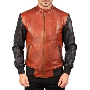 Veste en cuir pour hommes personnalisée de haute qualité, meilleur matériau, col montant pour la saison de printemps, fabriquée au Pakistan, respirante avec OEM - Product Image 1