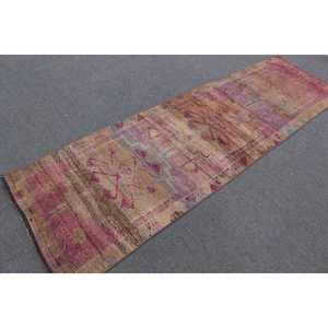 Tapis Herki 2,7 x 9,1 pieds, tapis turc vintage, tapis rayé rouge brun - Product Image 2