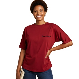 Loose Women Knitted <b>Butterfly</b> Sleeve Casual Summer T-Shirt Cotton Spandex Short Sleeve O-Neck Plain Comfortable Relaxed Fit - Product Image 1