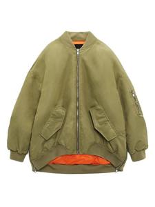 Veste bomber décontractée pour femme, nouvelle collection hiver, col roulé, avec poche zippée, respirante, en tricot, doublure en laine et nylon - Product Image 6