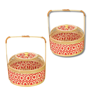 Eco-Conscious BAMBOO <b>GIFT</b> <b>BASKET</b> With Elegant Flower Embellishments Wholesale Available <b>Basket</b> for <b>Gift</b> Packing - Product Image 1