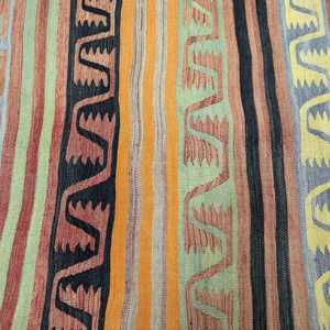 พรมคิลิมวินเทจขนาด 3.3x11.5 ฟุต สีน้ำตาลลายดอกไม้ พรมขนสัตว์ตุรกี - Product Image 5