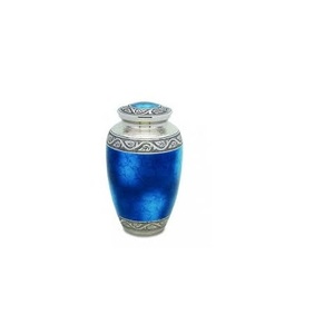 Urnes de crémation en métal uniques avec couleur bleue, fournitures de funérailles de haute qualité, pour adultes, pour cendres humaines - Product Image 1