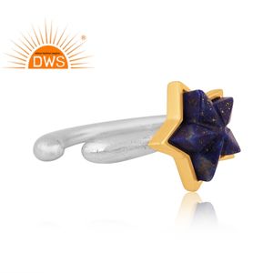 แหวนพลอยลาพิสธรรมชาติทำจากเงินแท้ปรับได้ดีไซน์รูปดาวอัญมณีเงินแท้ปรับได้ตามต้องการ - Product Image 3